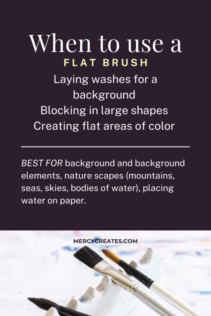 A short guide that shows the best uses for a flat watercolor brush and when to use it